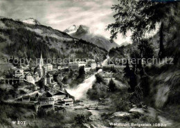 72707767 Badgastein Gesamtansicht Weltkurort Wasserfall Alpen Kuenstlerkarte Bad - Autres & Non Classés