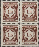 18/ Pof. SL 6, Dark Brown, 4-block - Unused Stamps