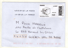 Enveloppe FRANCE Avec Vignette Affranchissement Lettre Verte Oblitération LA POSTE 46451A-02 10/05/2024 LV - 2010-... Vignette Illustrate
