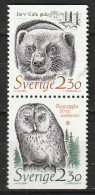 Zweden 1989, Postfris MNH, Birds, Owl, Wolverine (comb. Booklet) - Unused Stamps