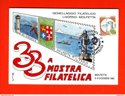 Molfetta, 1990- 33a Mostra Filatelica. Affrancata E Annullata Sul Recto Con Timbro Della Manifestazione. - Beursen Voor Verzamellars