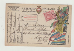 FRANCHIGIA POSTA MILITARE VIAGGIATA NEL 1918 VERSO LONDRA - CON AFFRANCATURA WW1 - Franchigia