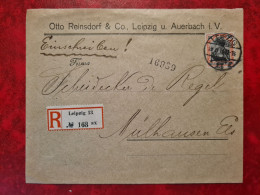 LETTRE RECOMMANDE 1915 LEIPZIG ENTETE OTTO REINSDORF ET CO POUR MULHOUSE ARMEEKORPS UBERWACHUNGSOFFIZIER - Sonstige & Ohne Zuordnung