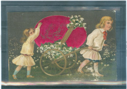 Relief - Gaufrée - Embossed - Prage - Enfants - Oeuf En Soie Rouge - BE - Ostern