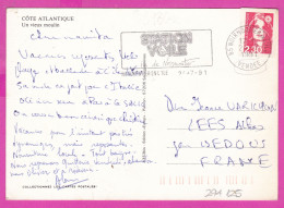 294125 / France - Côte Atlantique Vieux Moulin PC 1991 Noirmoutier-en-l'Île USED 2.30 Fr. Marianne De Briat Sailing Fede - Cartas & Documentos