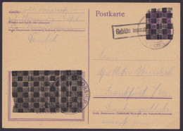 GS:DR P312/08, Schachbrettüberdruck, Ra "Gebühr Bezahlt", Bedarf "Obermending", 27.3.46, US-Zensur, Selten! - Emissions Générales