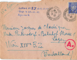 PETAIN 4F TYPO SUR LETTRE LAVERNOSE 12/10/1943 POUR STO LAGER PURKERSDORF WIEN CENSURE - Guerre De 1939-45