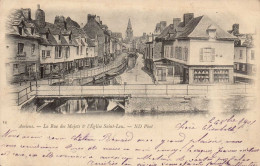 80 , Cpa  AMIENS , 14 , La Rue Des Majots & L'Eglise Saint Leu , ND Phot (15345) - Amiens