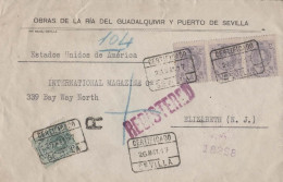 SEVILLA A USA CERTIFICADA 1917 ALFONSO XIII MEDALLON - Cartas & Documentos