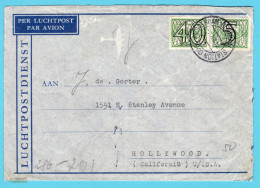 NEDERLAND Luchtpost Censuur Brief 1940 Amsterdam Naar Hollywood, USA - Storia Postale