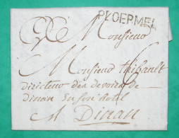 MARQUE PLOERMEL MORBIHAN DEPART MALESTROIT POUR DINAN COTES DU NORD LN N°5 1786 LETTRE COVER FRANCE - 1701-1800: Precursori XVIII