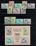 Belgian Congo - Rwanda 1964 N° 76/83 + 81A/82C + BL2 MNH Olympic Games - Jeux Olympique Tokio - Japan C18.75Eu. - Ongebruikt