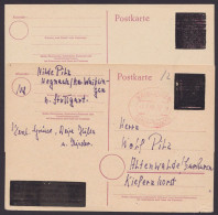 GS:DR P314 II, O, Schachbrettüberdruck, Gleiche Karte Als Sauberer Bedarf "Waiblingen", Gebühr Bezahlt, 1.3.46 - Emissioni Generali