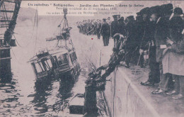France 75, Batignolles Jardin Des Plantes, Autobus Dans La Seine, Accident Du 27.9 1911, Pub Au Dos (1911) Déchirure - Le Anse Della Senna