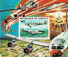 DJIBOUTI 1979 Mi BL 6B 75th ANNIVERSARY OF AIRPLANES MINT IMPERFORATED MINIATURE SHEET ** - Gibuti (1977-...)