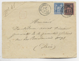 FRANCE SAGE 25C N° 91+15C LETTRE REC TYPE 17 QUILLEBEUF 10 JUIN 1879 (26) - 1877-1920: Semi Modern Period