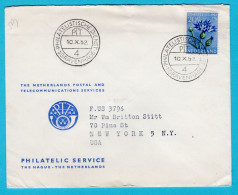 NEDERLAND Brief Philatelic Service 1952 's Gravenhage Naar New York USA Met Bloem -distel - Brieven En Documenten