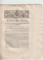 Edit Du Roi : Défense Aux étrangers De Queter Dans Le Royaume ( Mendicité ) - Décrets & Lois