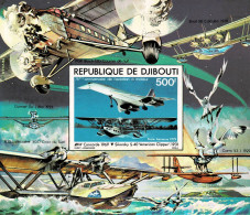 DJIBOUTI 1979 Mi BL 8B 75th ANNIVERSARY OF AIRPLANES MINT IMPERFORATED MINIATURE SHEET ** - Gibuti (1977-...)