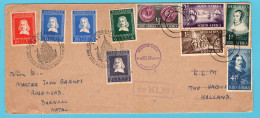 NEDERLAND Van Riebeeck Brief Van Natal Naar Culemborg En Retour Met KLM Stempel - Covers & Documents