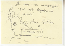 Illustrateur Jan COCTEAU - 2 Cartes - Mensonge Qui Dit La Vérité & Etudes En Tête  PRIX FIXE - Cocteau