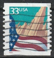 Timbre Etats Unis 1999 Drapeau Sur La Ville. Oblitéré, Non Dentelé En Bas Et En Haut N° 2857 - Used Stamps