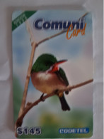 DOMINICAINE CODETEL PREPAID 145$ UT BARRANCOLI O BARRANQUERO 1996 - Uccelli Canterini Ed Arboricoli