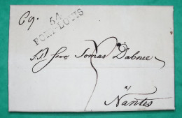 MARQUE 54 PORT LOUIS MORBIHAN POUR NANTES LOIRE INFERIEURE 39x10 1816 LETTRE COVER FRANCE - 1801-1848: Précurseurs XIX