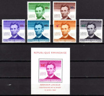 Belgian Congo - Rwanda 1965 N° 92/97 + BL3 MNH Complete Set USA President Abraham Lincoln C6.50Eu - Unused Stamps