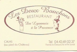 Carte De Visite Restaurant Les Deux Bouchons CALAS GUIGNOL - Tarjetas De Visita