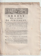 Arrest De La Cour De Parlement : Boucher Boucherie Cabaretier Aubergiste Viande - Decreti & Leggi