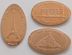 3 Pièces écrasées -   FRANCE MINIATURE  (78) - Monedas Elongadas (elongated Coins)