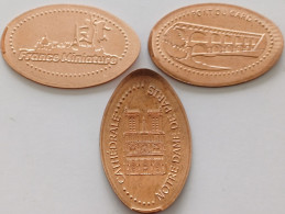 3 Pièces écrasées -   FRANCE MINIATURE  (78) - Souvenir-Medaille (elongated Coins)