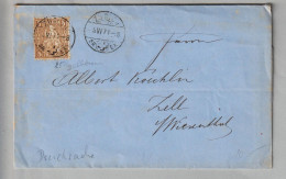 CH Sitzende Helvetia 1871-06-06 Zürich Drucksache Nach Zell Wiesenthal Mit 5Rp. Braun - Briefe U. Dokumente