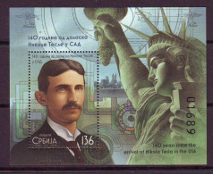 Serbia 2024 140 Years Since The Arrival Of NIKOLA TESLA In The USA Bl. MNH - Servië