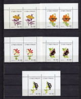 Sao Tome And Principe 1993 - Pollinating Butterflies - Pair Of  Stamps 5v - Complete Set - MNH** - Excellent Quality - Sao Tome En Principe