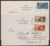 MiNr 181, 184, 190, "Volksabstimmung", 1935, EF Bzw. MiF Auf 2 Briefen, Pass. Stempel - Cartas & Documentos