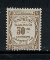 TAXE N°46, NEUF* MH, TYPE RECOUVREMENT,  FRANCE.1908/25 - 1859-1959 Used