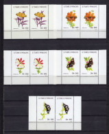 Sao Tome And Principe 1993 - Pollinating Butterflies - Pair Of  Stamps 5v - Complete Set - MNH** - Excellent Quality - São Tomé Und Príncipe