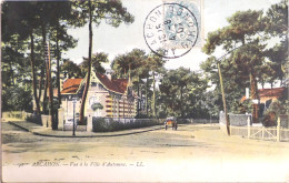C. P. A. Couleur : 33 : ARCACHON : Vue De La Ville D'Automne, Voiture, Belle Villa, Timbre En 1907 - Arcachon