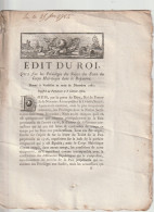 Edit Du Roi : Privilèges Des Sujets Des états Du Corps Helvétique Dans Le Royaume - Gesetze & Erlasse