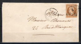 Paris Bureau N Sur Lettre Avec YV 13B Luxe - 1849-1876: Classic Period