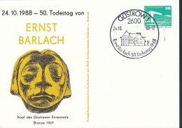 DDR PP 18, Gestempelt SoSt: Güstrow 1988, Ernst Barlach - Privatpostkarten - Gebraucht