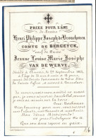 De Brouchoven De Bergeyck Graaf Comte Henri Wed Van De Werve Antwerpen 1809 1864 Litho Vandennest - Todesanzeige