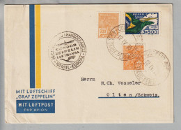 Brasilien 1935-04-12 Tarde-Pernam Condor-Zeppelin Karte "Graf Zeppelin" Nach Olten - Storia Postale