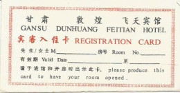 Carte De Visite CHINE China  GANSU DUNHUANG FEITIAN HOTEL Registration Card - Cartes De Visite