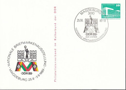 DDR PP 18, Gestempelt SoSt: Magdeburg 1989, Nationale Briefmarkenausstellung - Privé Postkaarten - Gebruikt