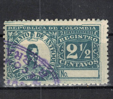 CHCT85 - Registro 2 1/2 Centavos, Used, 1899, Department Of Antioquia, Colombia - Colombie