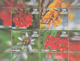 2021 Paraguay MERCOSUR National Flowers Flags Souvenir Sheet MNH - Paraguay