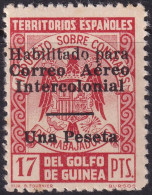 Spanish Guinea 1941 Sc C1a Ed 259L Air Post MNH** Streaky Gum Longer Overprint Bar - Spanish Guinea